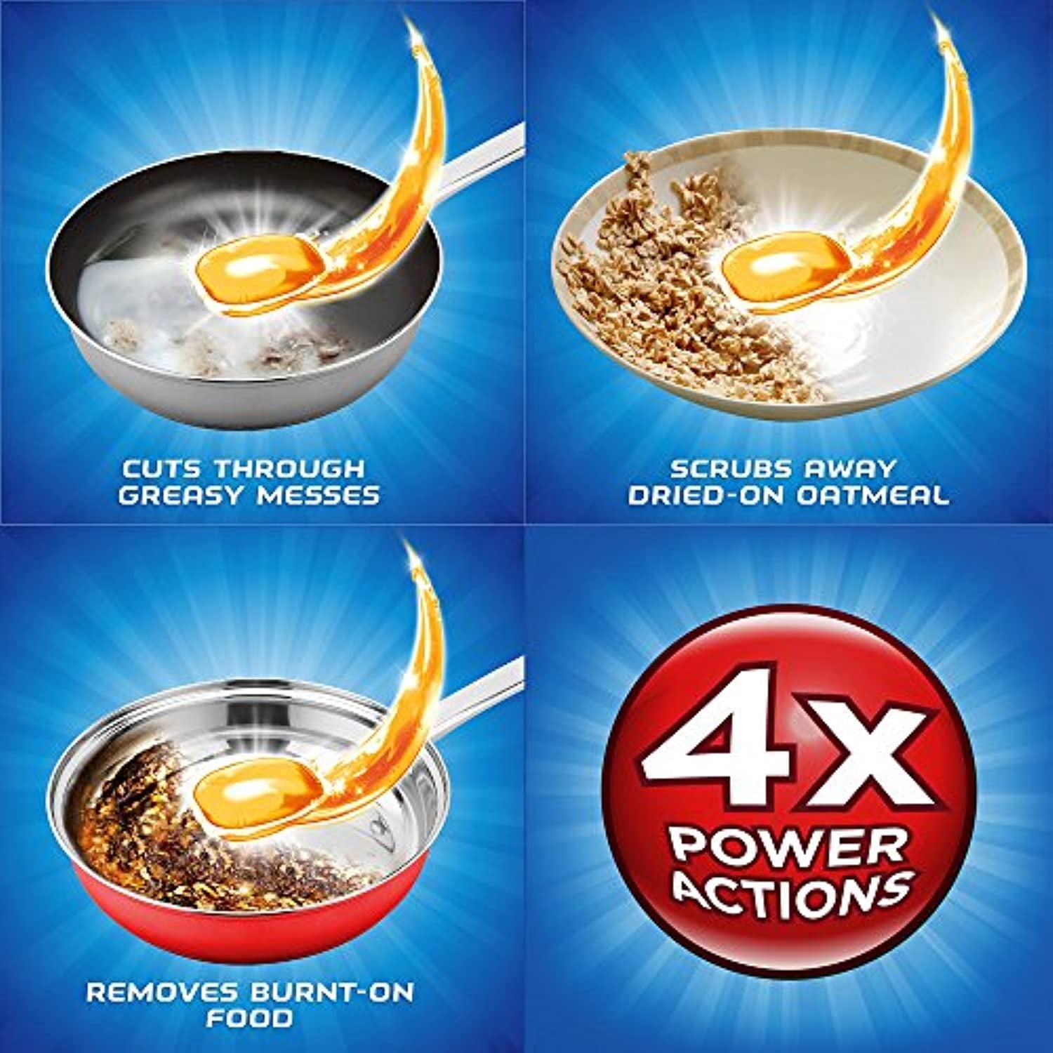 Finish All In 1 Gelpacs - Dishwasher Detergent Tablets, Orange, 32 Count