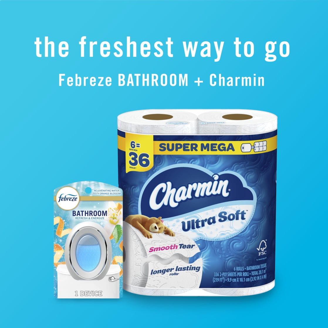 Febreze BATH Air Freshener - Odor-Fighting, Refresh & Energize Scent, 2 Count