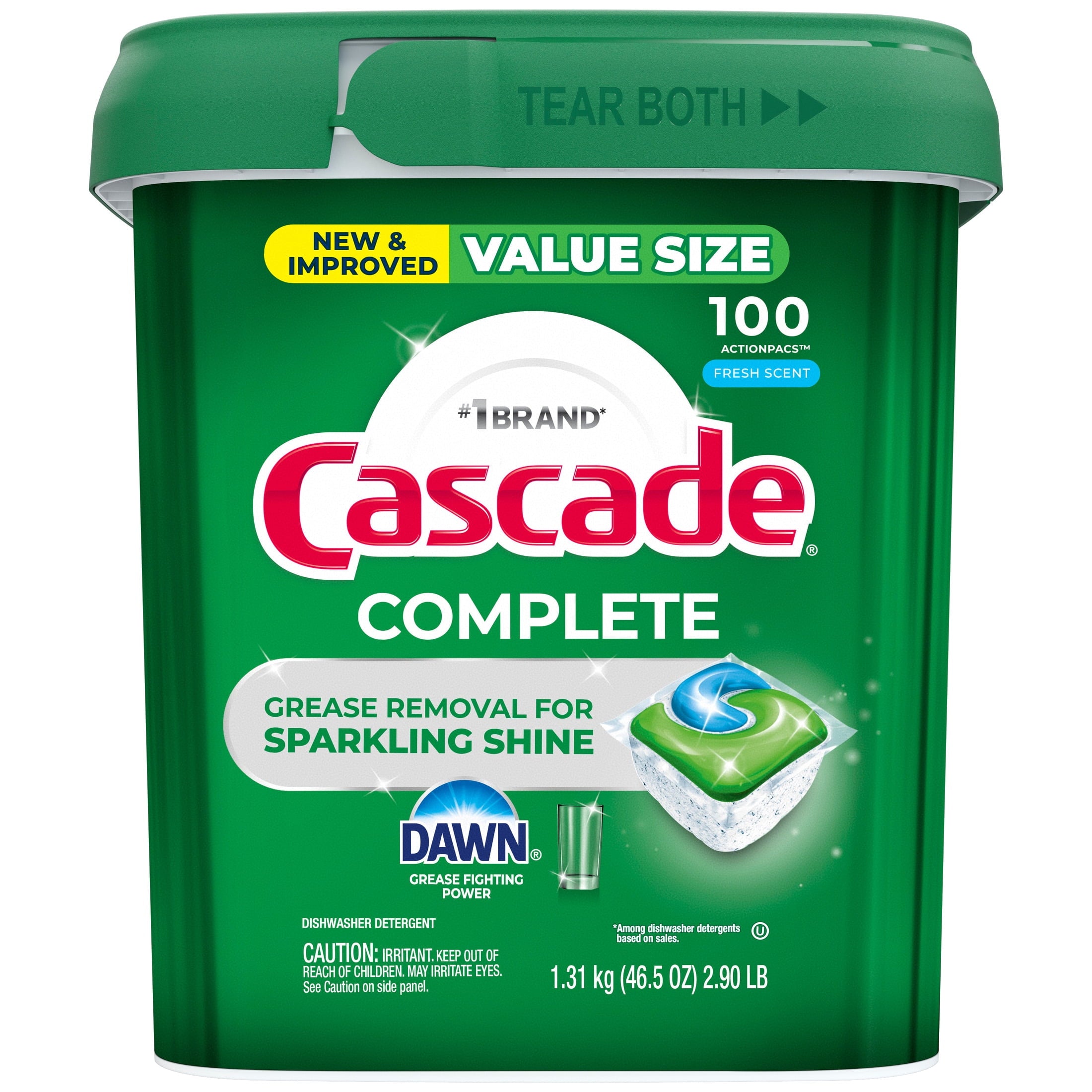 Cascade Complete Action Pacs - Dishwasher Detergent, Fresh, 100 Count