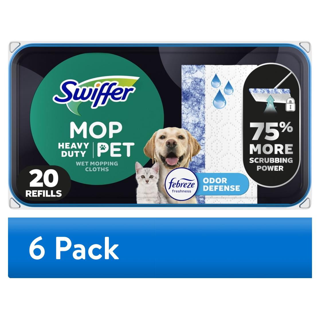Swiffer Mop & Go Heavy Duty Pet Wet Refills - Odor Defense, 20 Count - 6-Pack