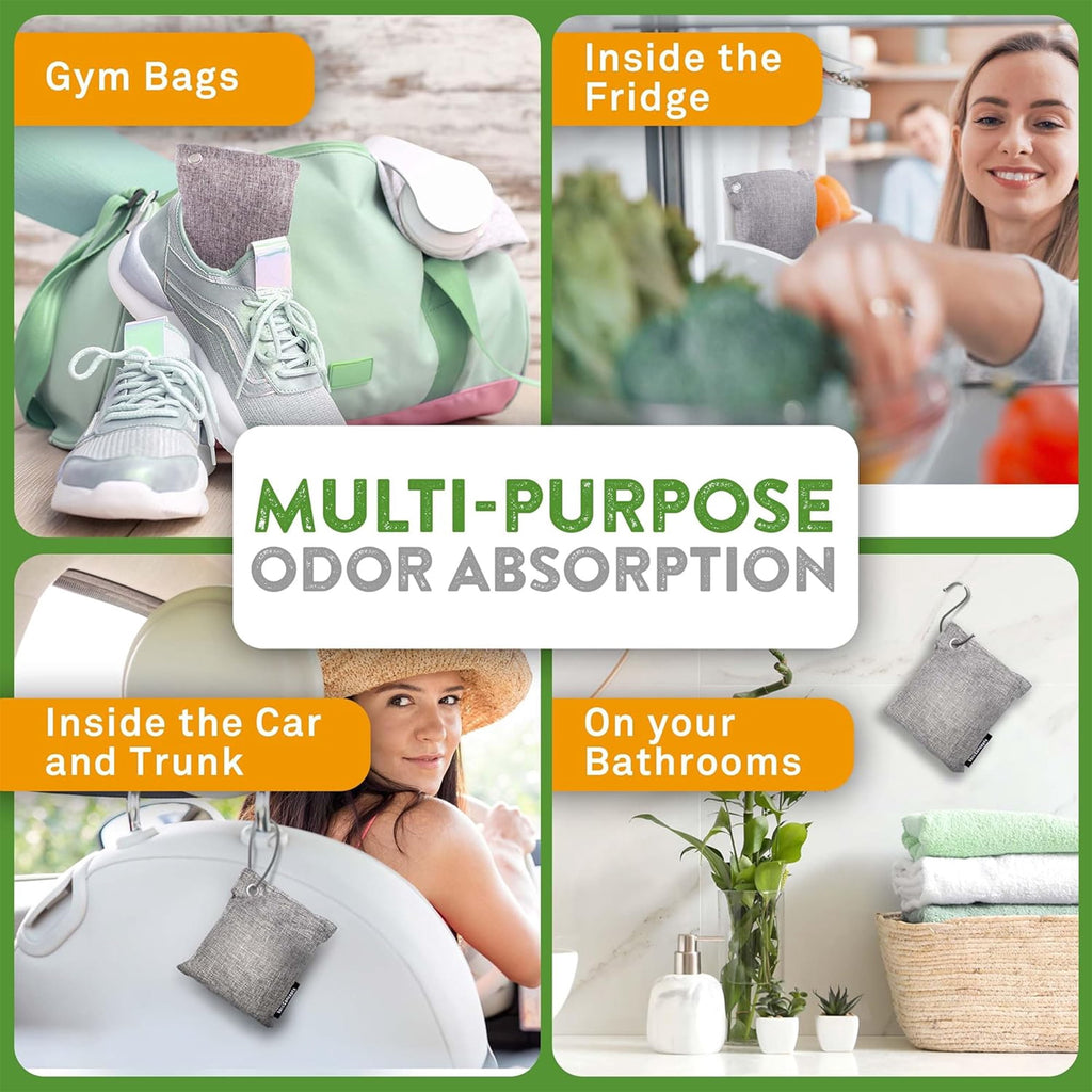 Basic Concepts Activated Charcoal Odor Absorber for Strong Odor - Bamboo Charcoal Air Purifying Bag - 6 Pack