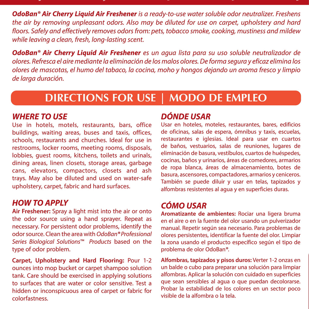 OdoBan Professional Cleaning Ready-to-Use Liquid Air Freshener - Cherry, 1 Gallon, 2-Pack