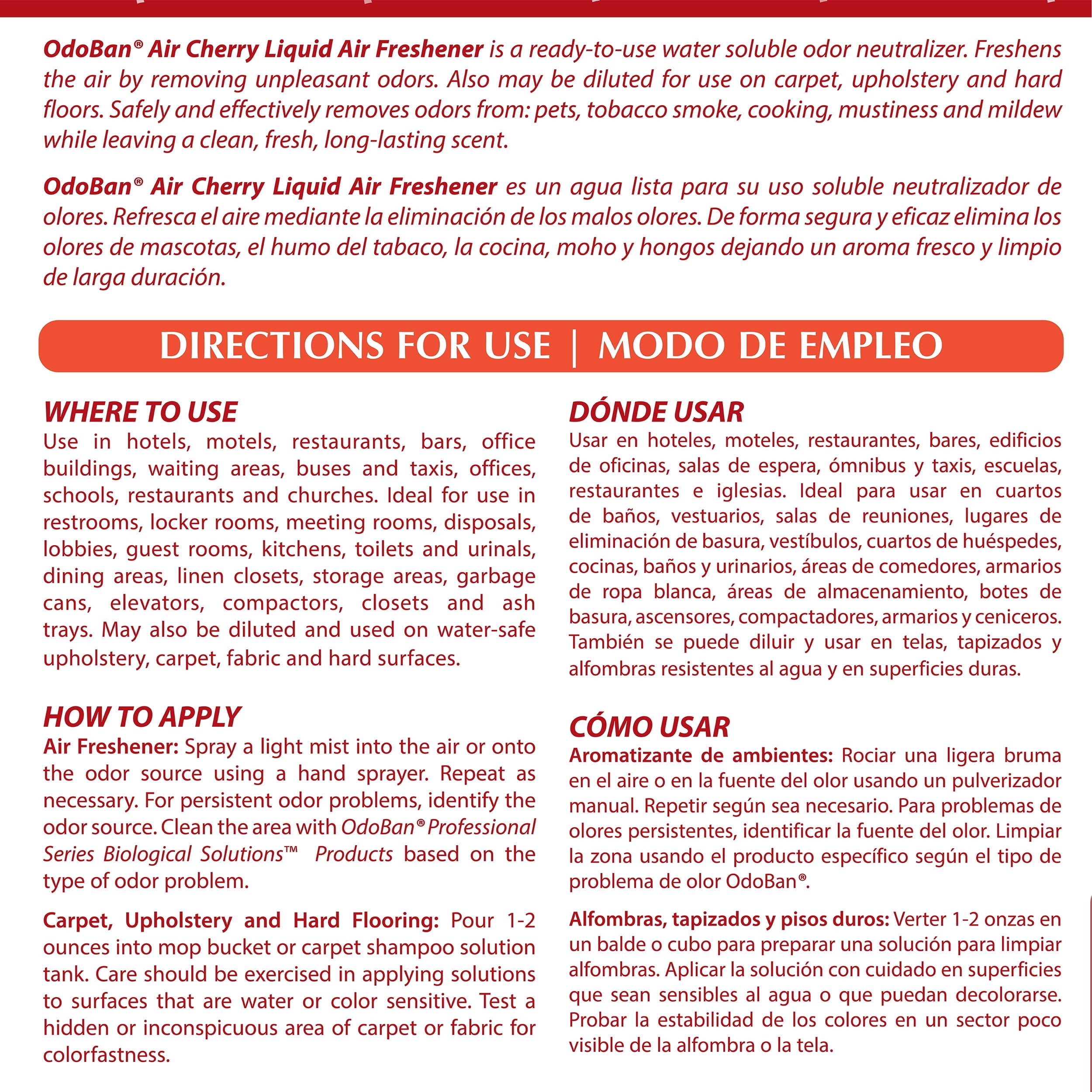 OdoBan Professional Cleaning Ready-to-Use Liquid Air Freshener - Cherry, 1 Gallon, 2-Pack