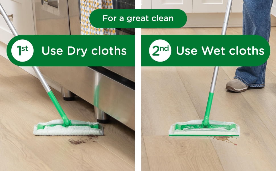 Swiffer Sweep + Mop - Broom & Mop Alternative, Dry & Wet Floor Cleaner, Fresh Scent, Cleaning Set