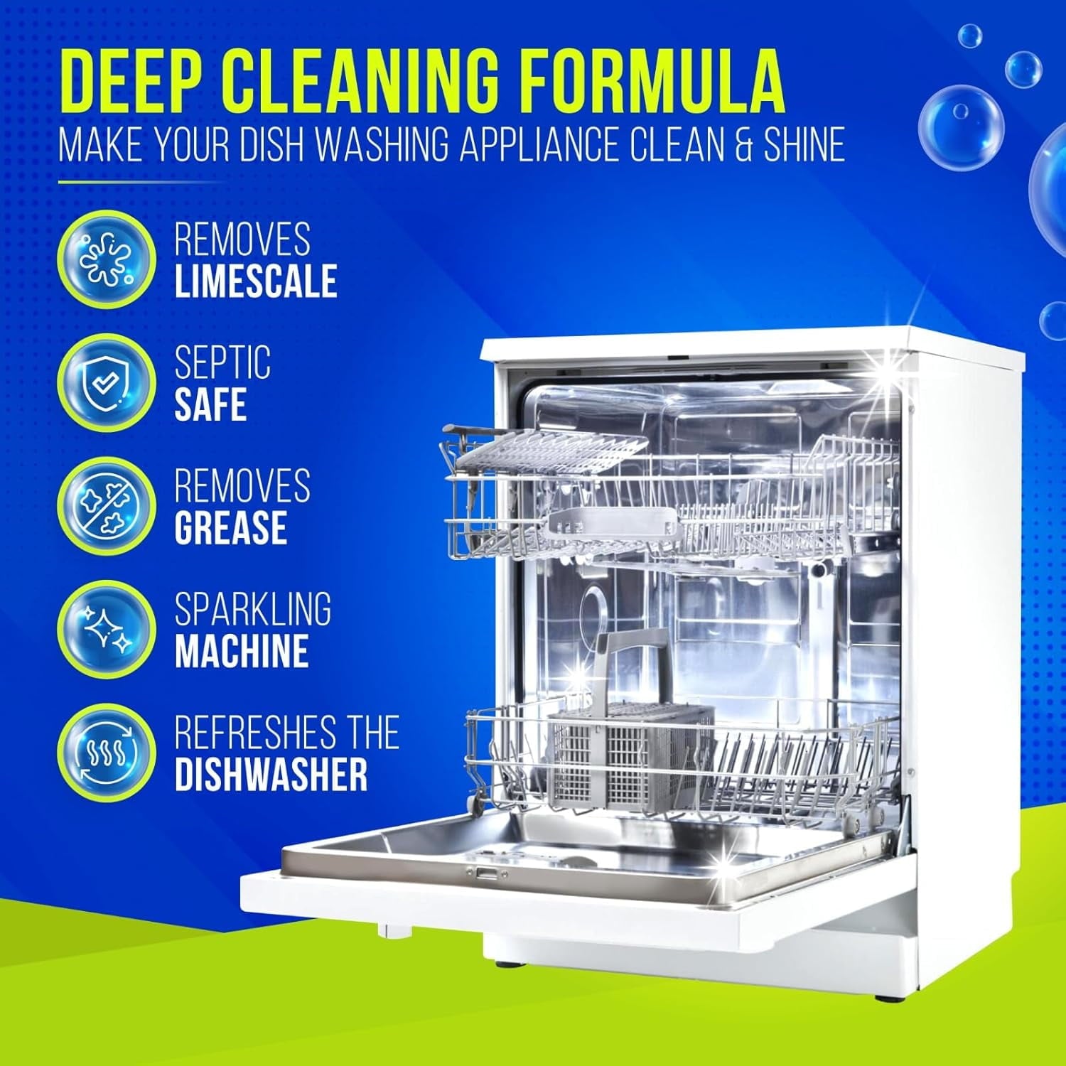 Dishwasher Cleaner and Deodorizer Tablets 26-Pack - Deep Cleaning Descaler for Dishwasher Machine, Heavy Duty, Septic Safe, Removes Grease & Build-ups, 1 Year of Cleaning Supplies (No Scent)