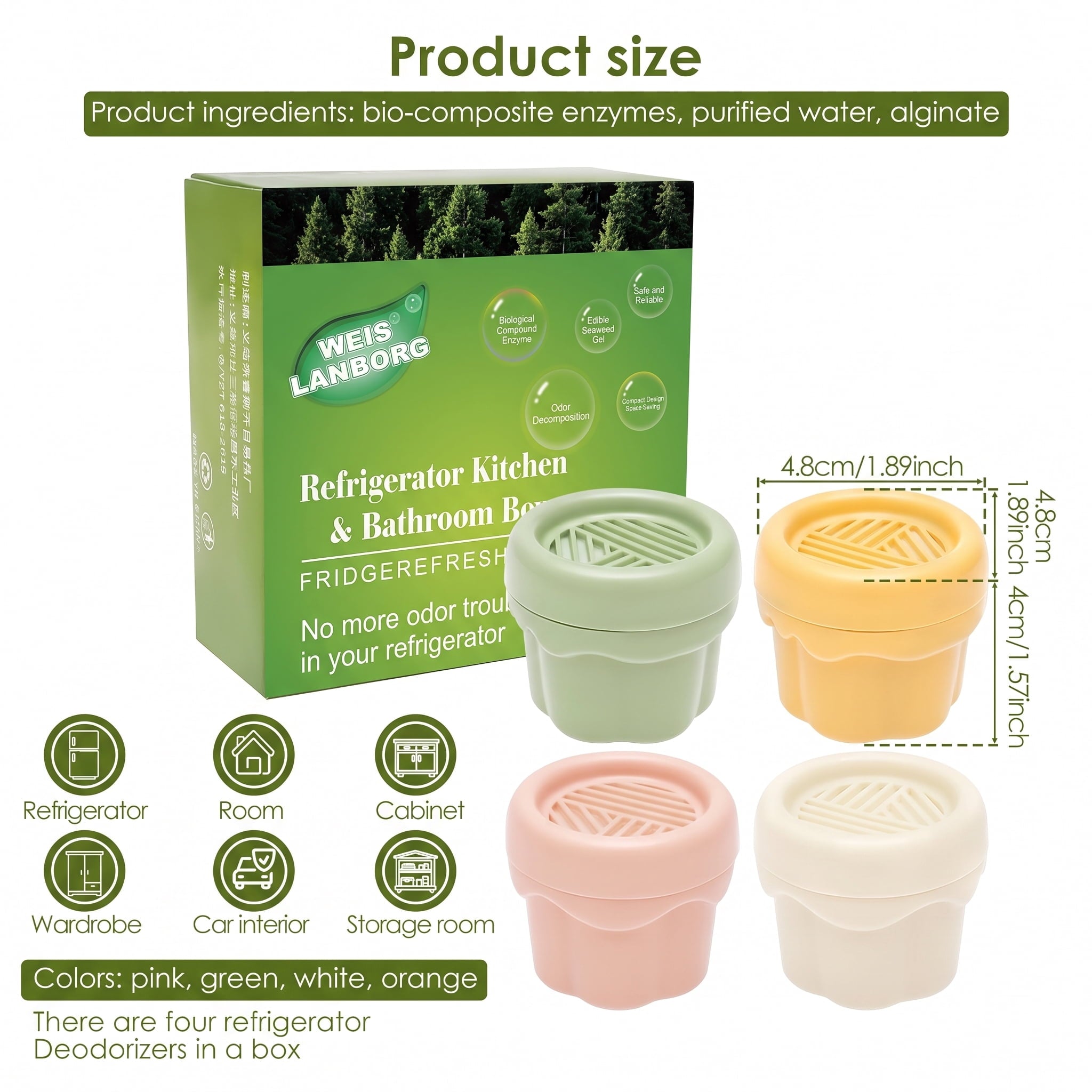 4pcs Refrigerator Deodorizer Smell Eliminator Gel Odor Absorber for Fridge Freezer Kitchen Closet Car