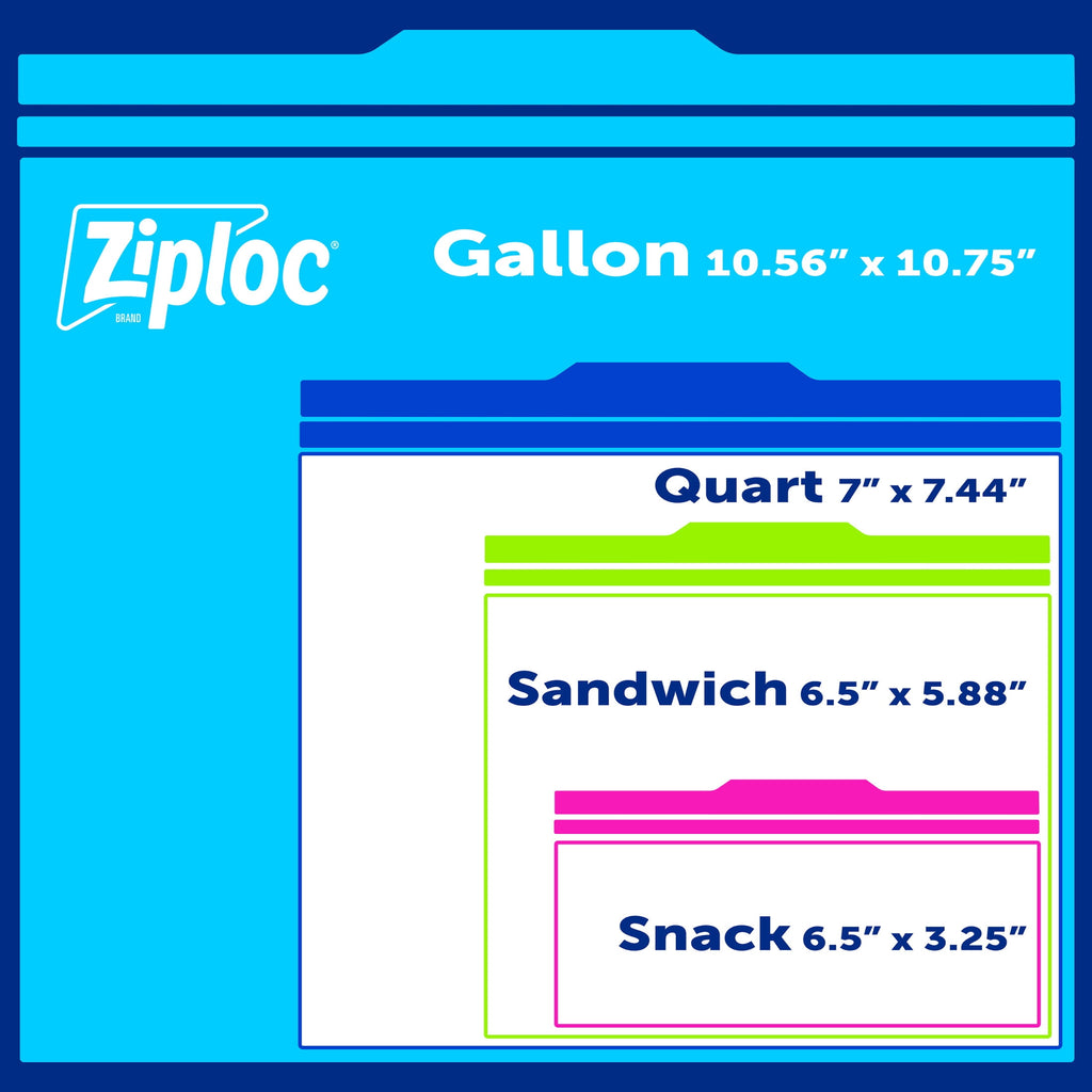 Ziploc Brand Food Storage Bags - School Supplies, with Grip 'n Seal Technology, Zipper, Gallon, 20 Count