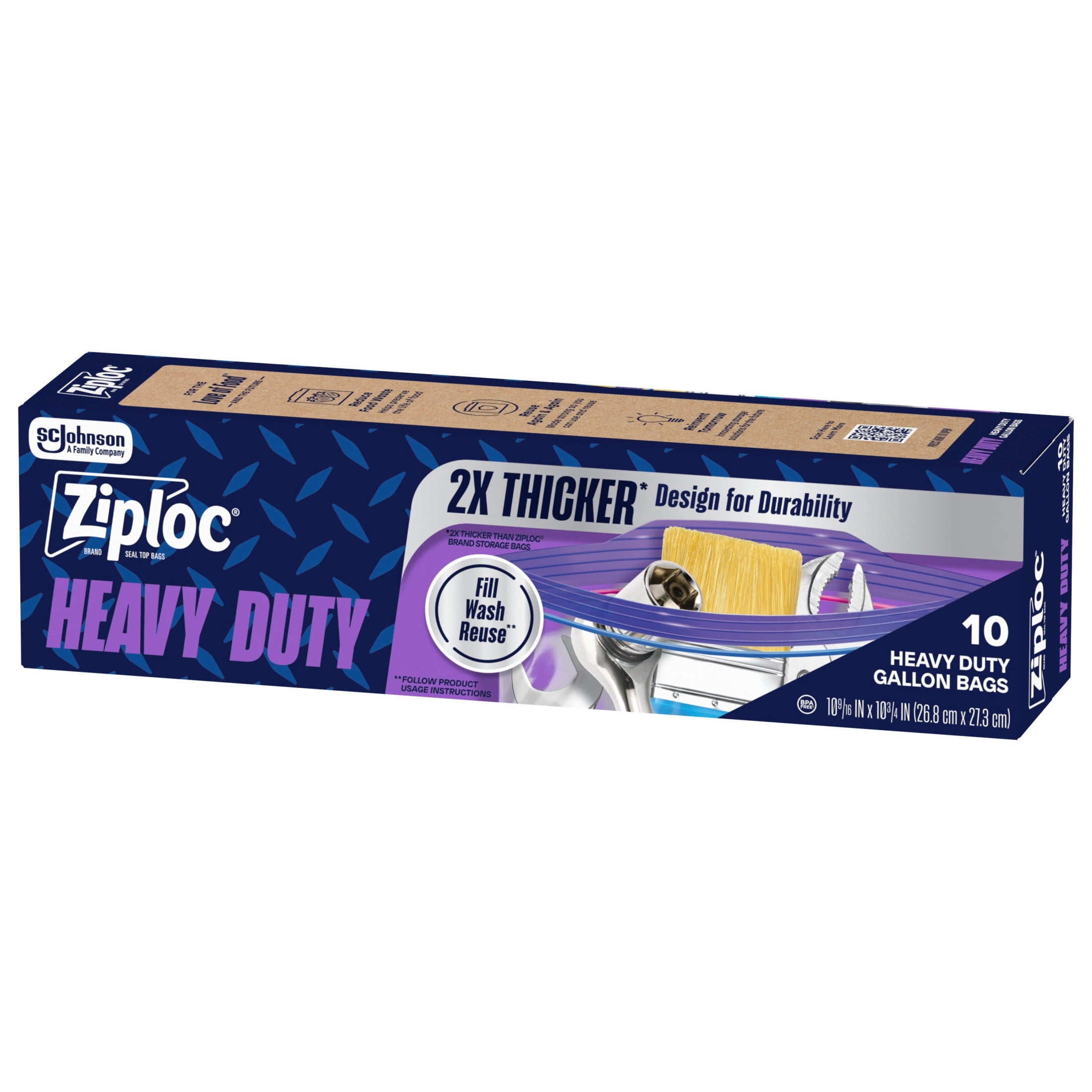 Ziploc® Brand Heavy Duty Gallon Storage Bags - Seal Top Closure, 10 Count