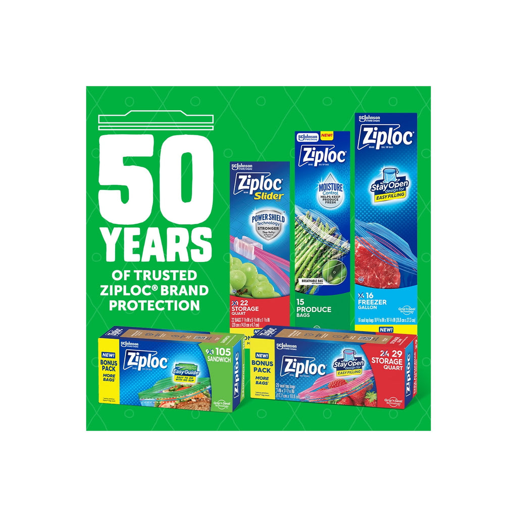 Ziploc® Brand Gallon Produce And Food Storage Bags - Breathable Bag, Moisture Control, 15 Count