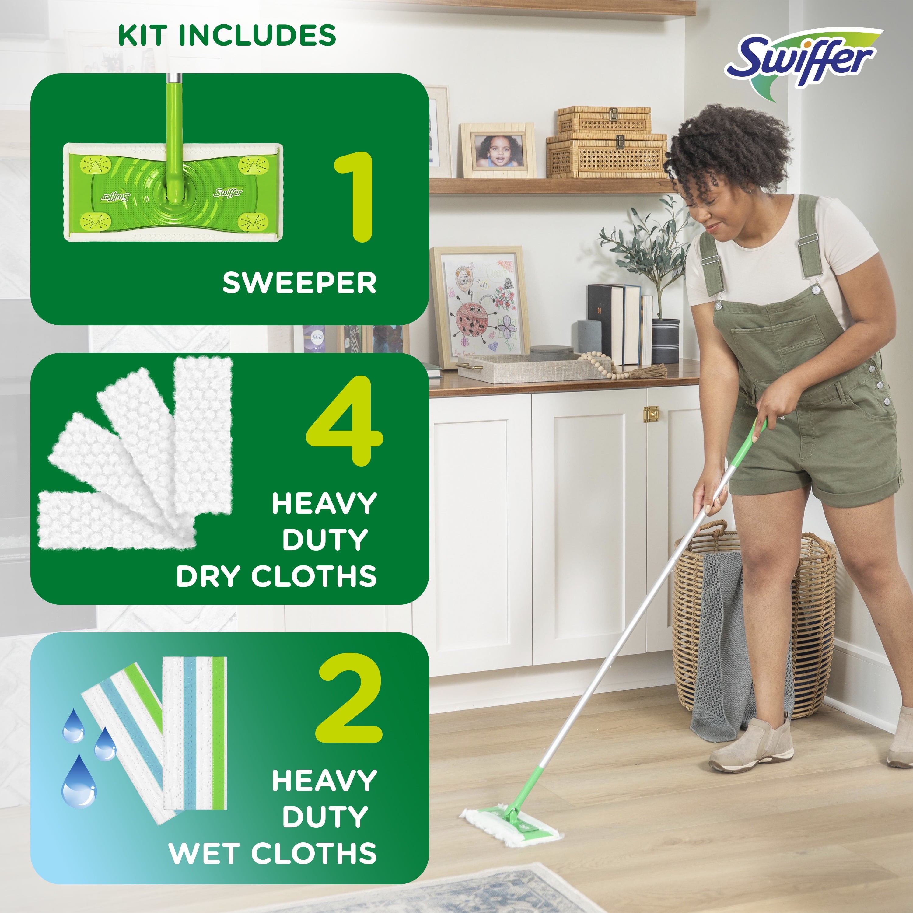 Swiffer Sweep + Mop - Broom & Mop Alternative, Dry & Wet Floor Cleaner, Fresh Scent, Cleaning Set