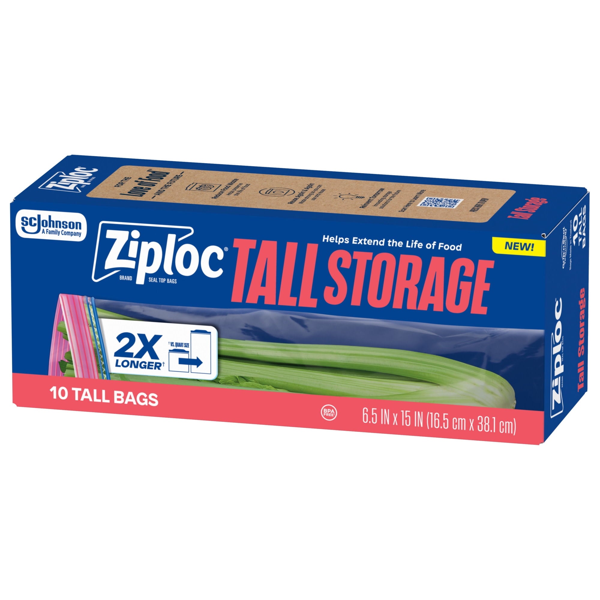 Ziploc® Brand Tall Storage Bags - Seal Top Closure, 10 Count