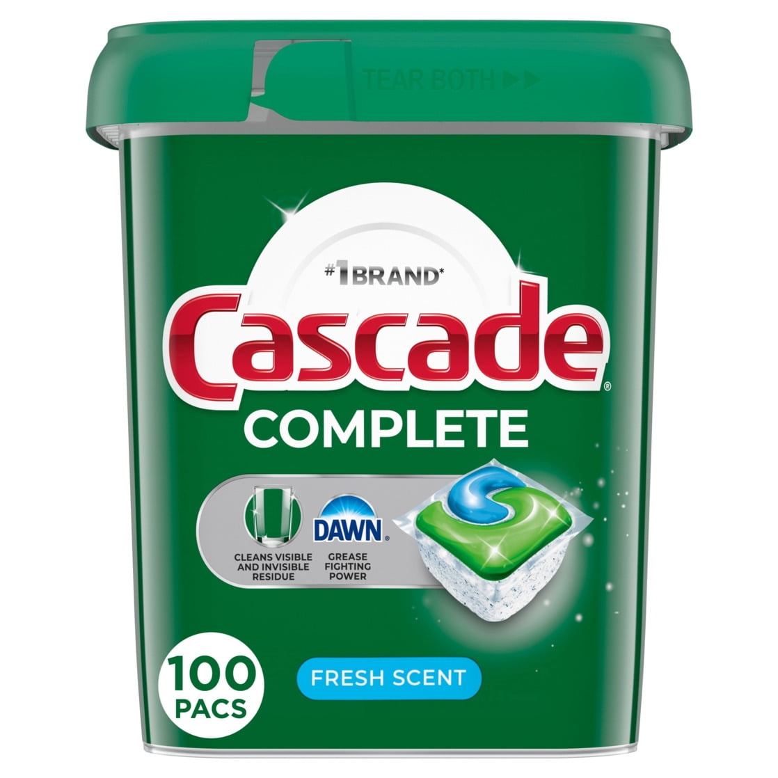 Cascade Complete Dishwasher Pods - Action Pacs Dishwasher Detergent Tabs, Fresh, 100 Count