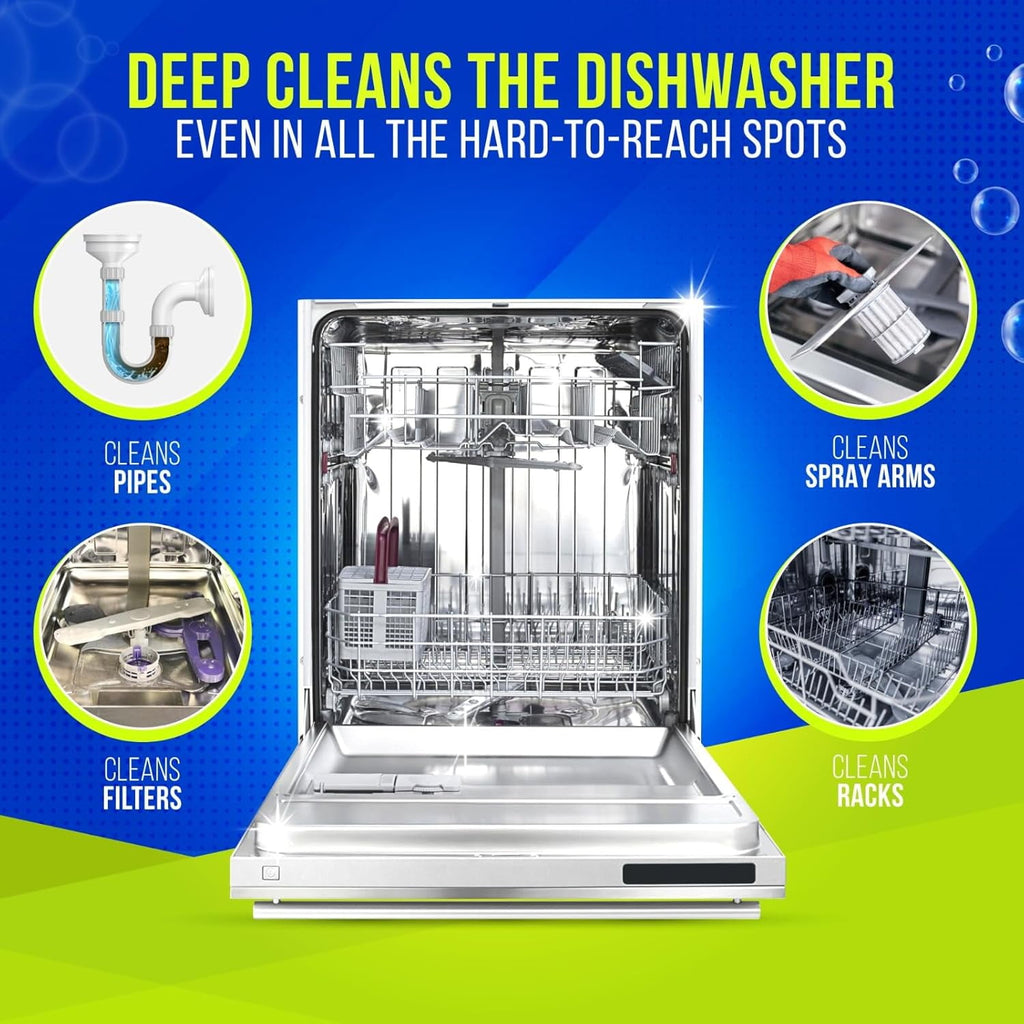 Dishwasher Cleaner and Deodorizer Tablets 26-Pack - Deep Cleaning Descaler for Dishwasher Machine, Heavy Duty, Septic Safe, Removes Grease & Build-ups, 1 Year of Cleaning Supplies (No Scent)