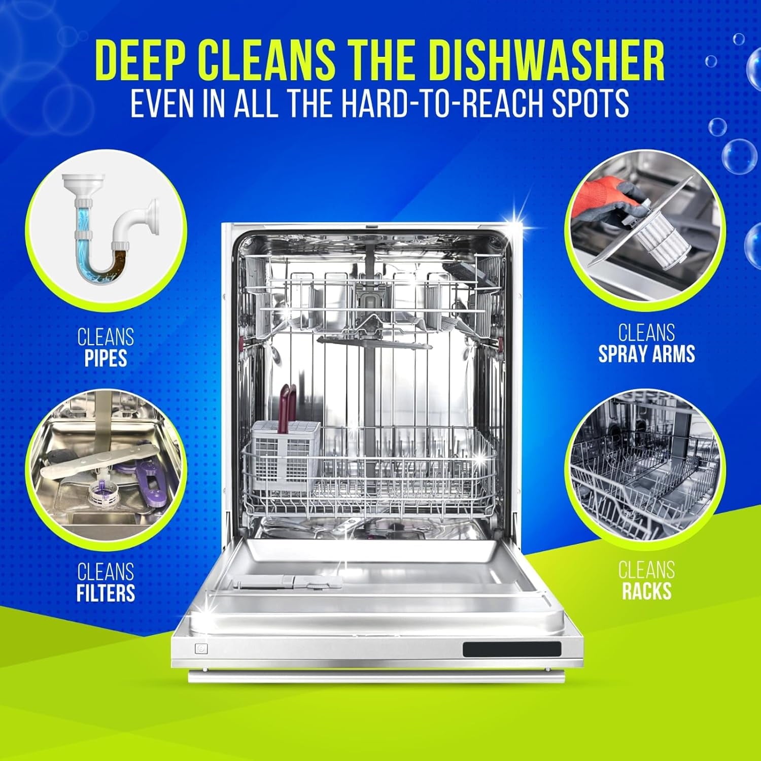 Dishwasher Cleaner and Deodorizer Tablets 26-Pack - Deep Cleaning Descaler for Dishwasher Machine, Heavy Duty, Septic Safe, Removes Grease & Build-ups, 1 Year of Cleaning Supplies (No Scent)