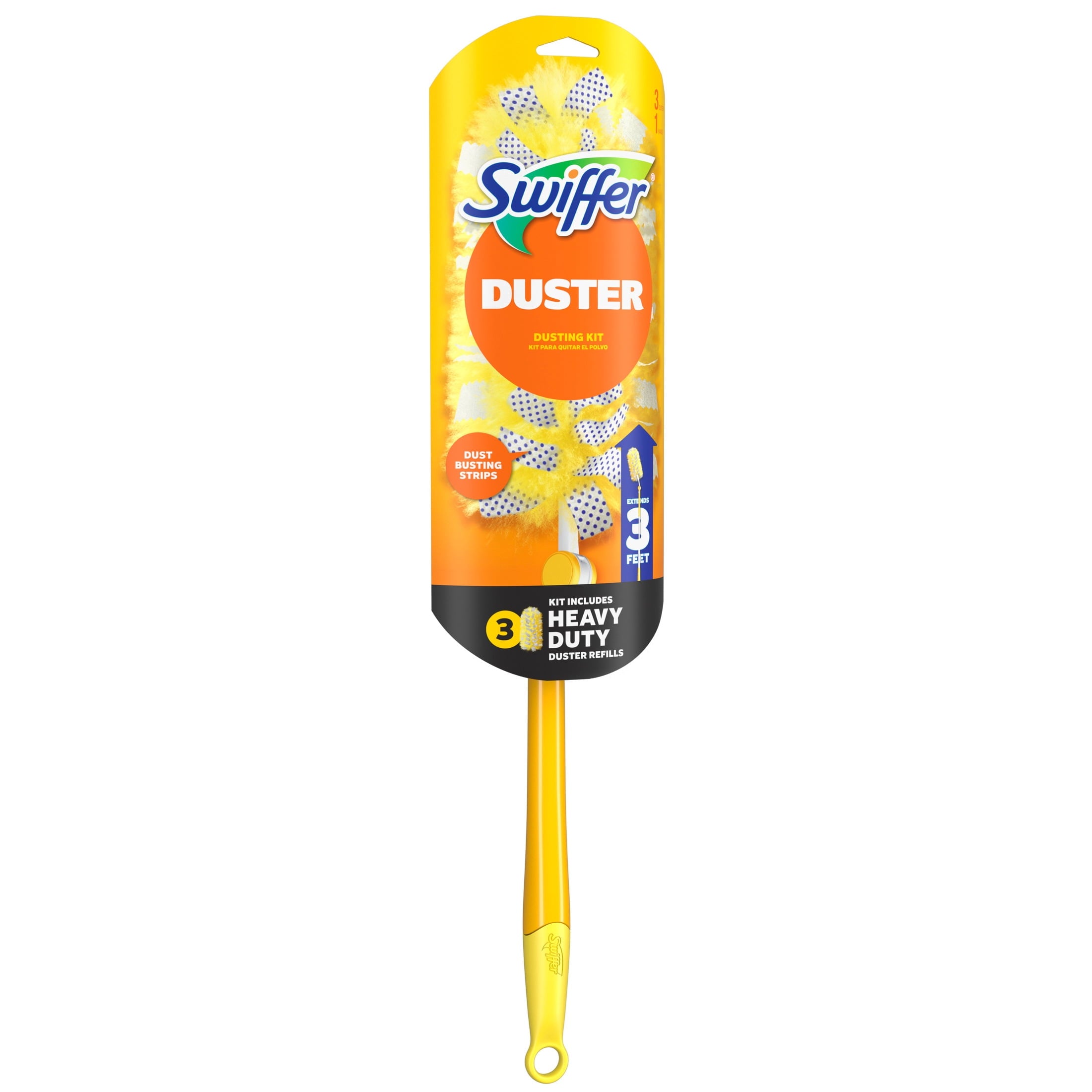 Swiffer Heavy Duty 3 ft Extendable Duster Kit with Refills - Unscented, 1 Handle + 3 Refills