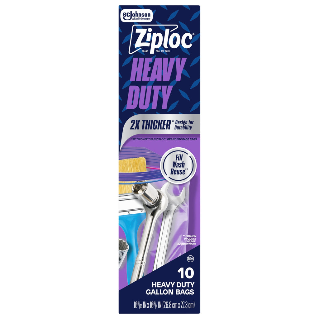 Ziploc® Brand Heavy Duty Gallon Storage Bags - Seal Top Closure, 10 Count
