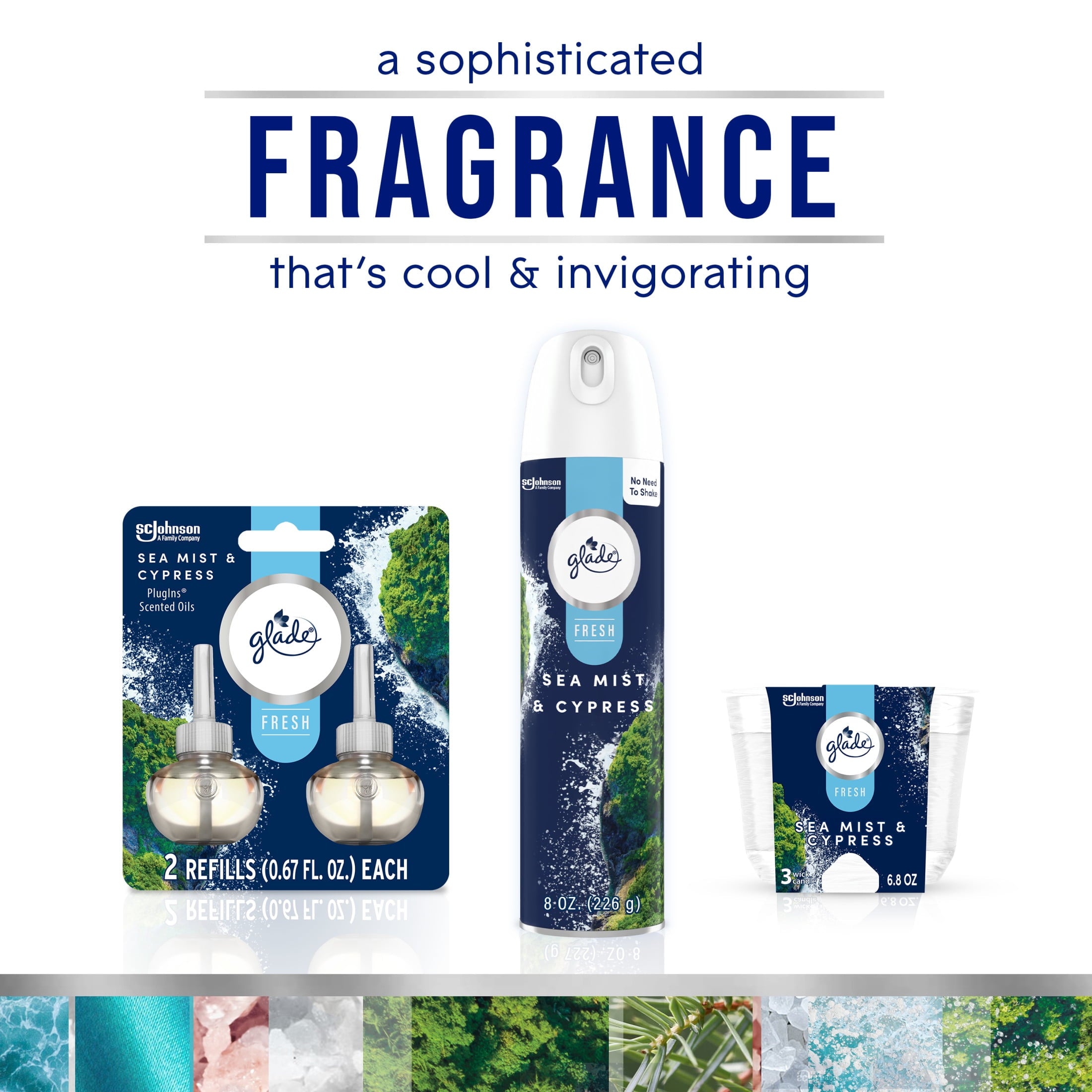 Glade Automatic Spray Air Freshener Refills - Sea Mist & Cypress, 6.2 oz, Fresh Collection