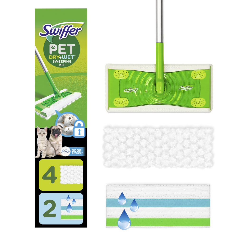 Swiffer Sweep + Mop - Broom & Mop Alternative, Dry & Wet Floor Cleaner, Fresh Scent, Cleaning Set