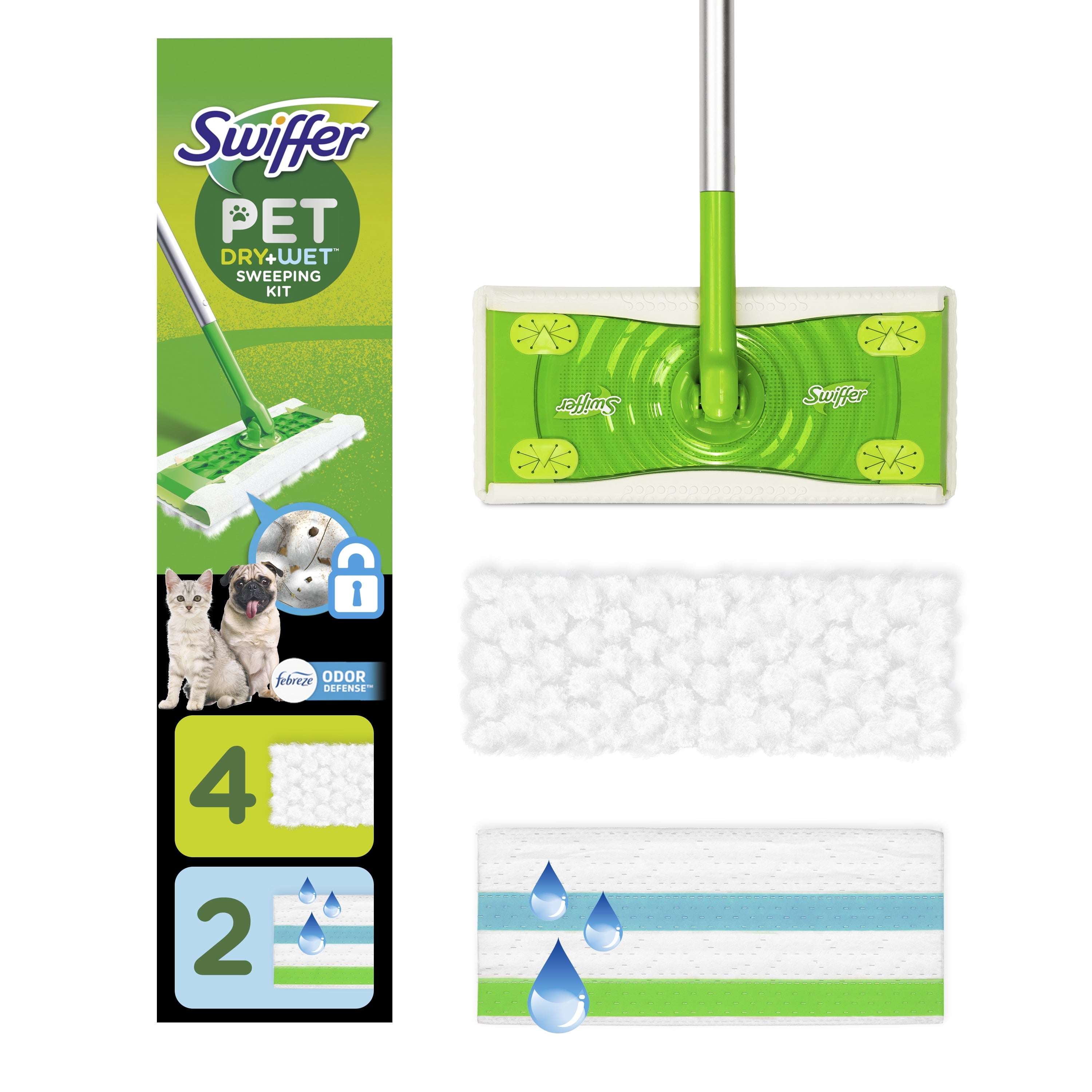 Swiffer Sweep + Mop - Broom & Mop Alternative, Dry & Wet Floor Cleaner, Fresh Scent, Cleaning Set