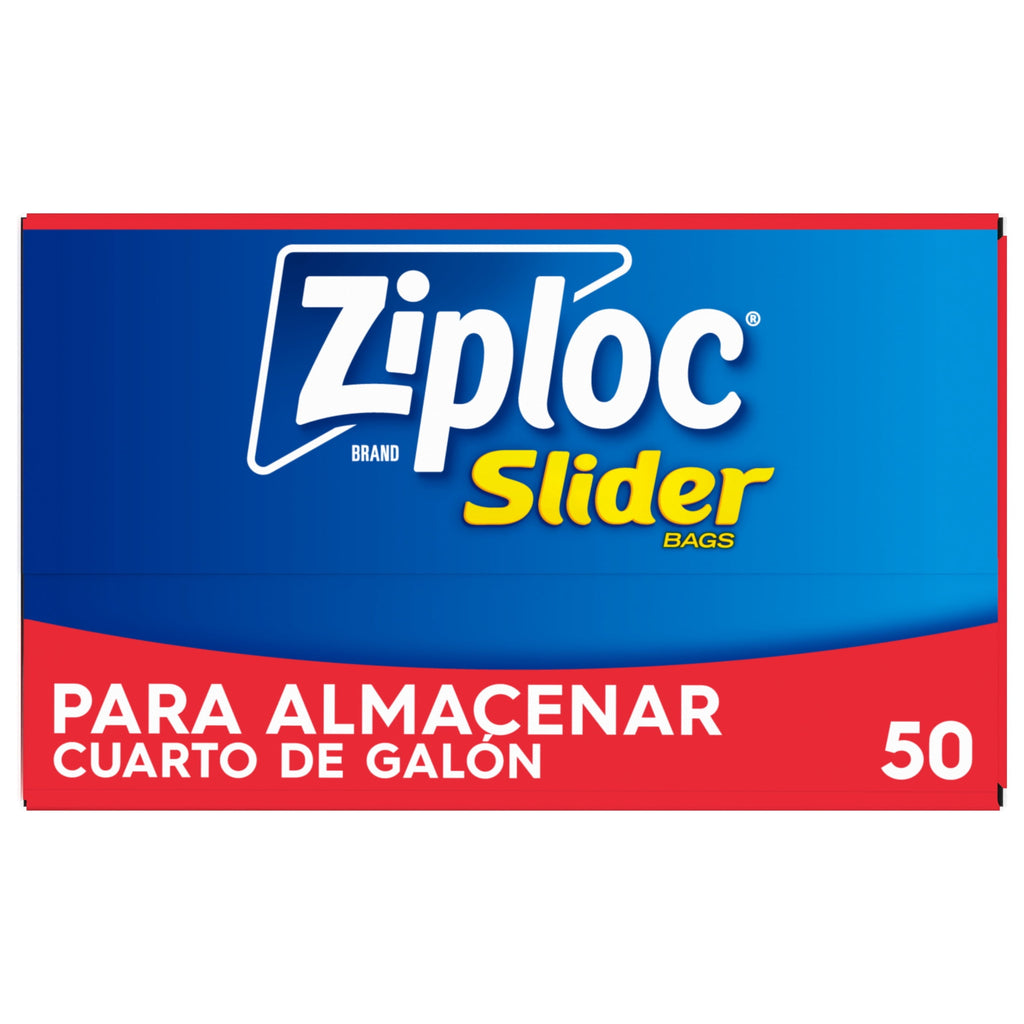 Ziploc Brand Slider Quart Food Storage Bags - School Supplies, with Power Shield Technology, Zipper, 50 Count