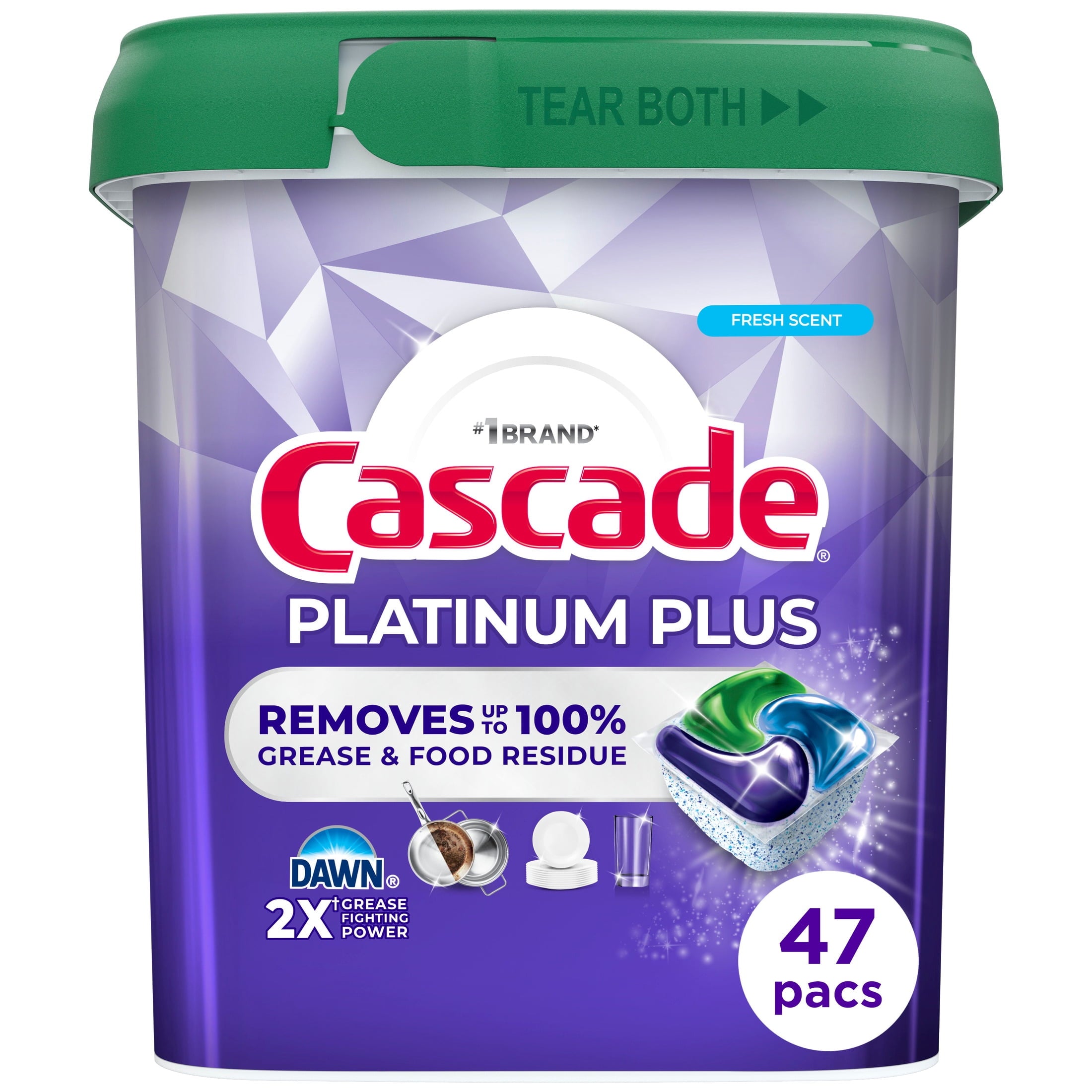 Cascade Platinum Plus Dishwasher Pods - Dishwasher Detergent Soap Tabs, Fresh, 47 Count - 2-Pack