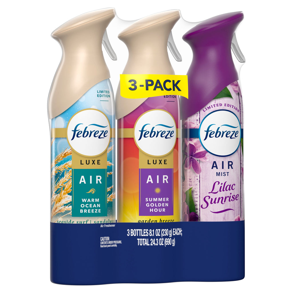 Febreze Air - Lilac, Warm Ocean Breeze, Summer Golden Hour, 8.1oz, 3 Count
