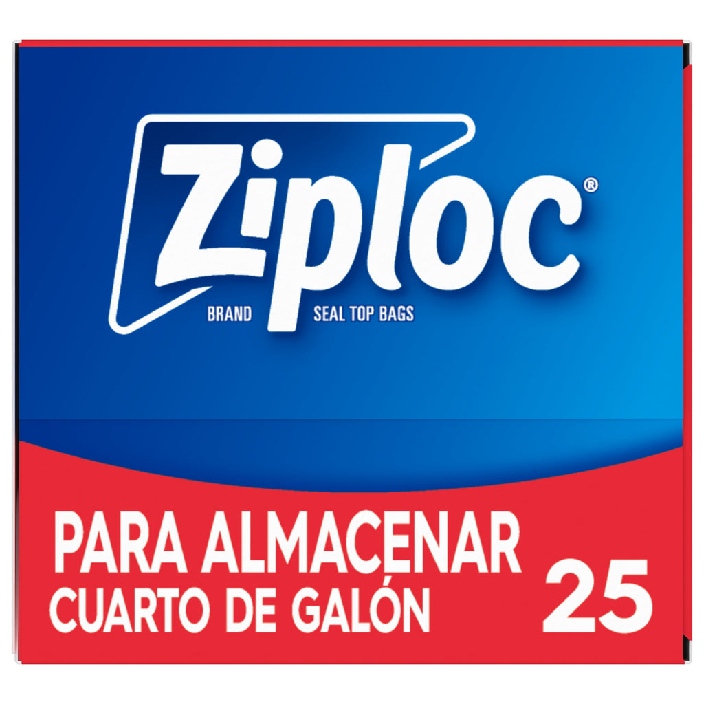 Ziploc Brand Food Storage Bags - School Supplies, with Grip 'n Seal Technology, Zipper, Quart, 25 Count