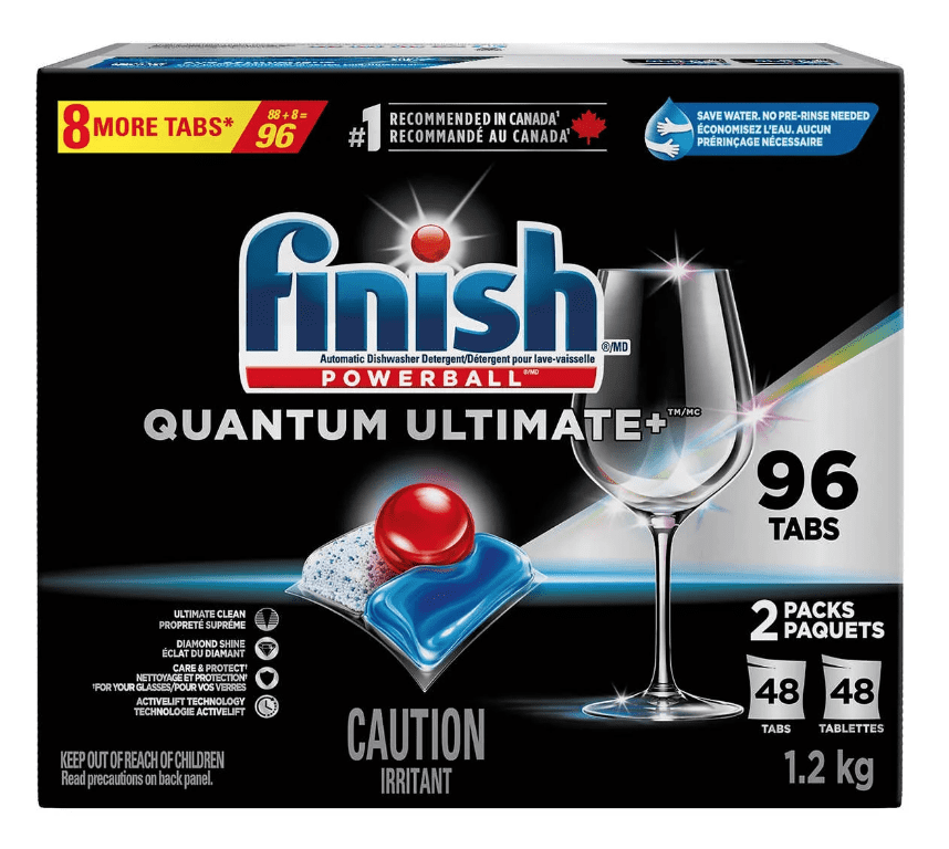 Finish Quantum Ultimate Plus Dishwasher Detergent - Pack of 96 Tablets – Powerful Cleaning for Dishes