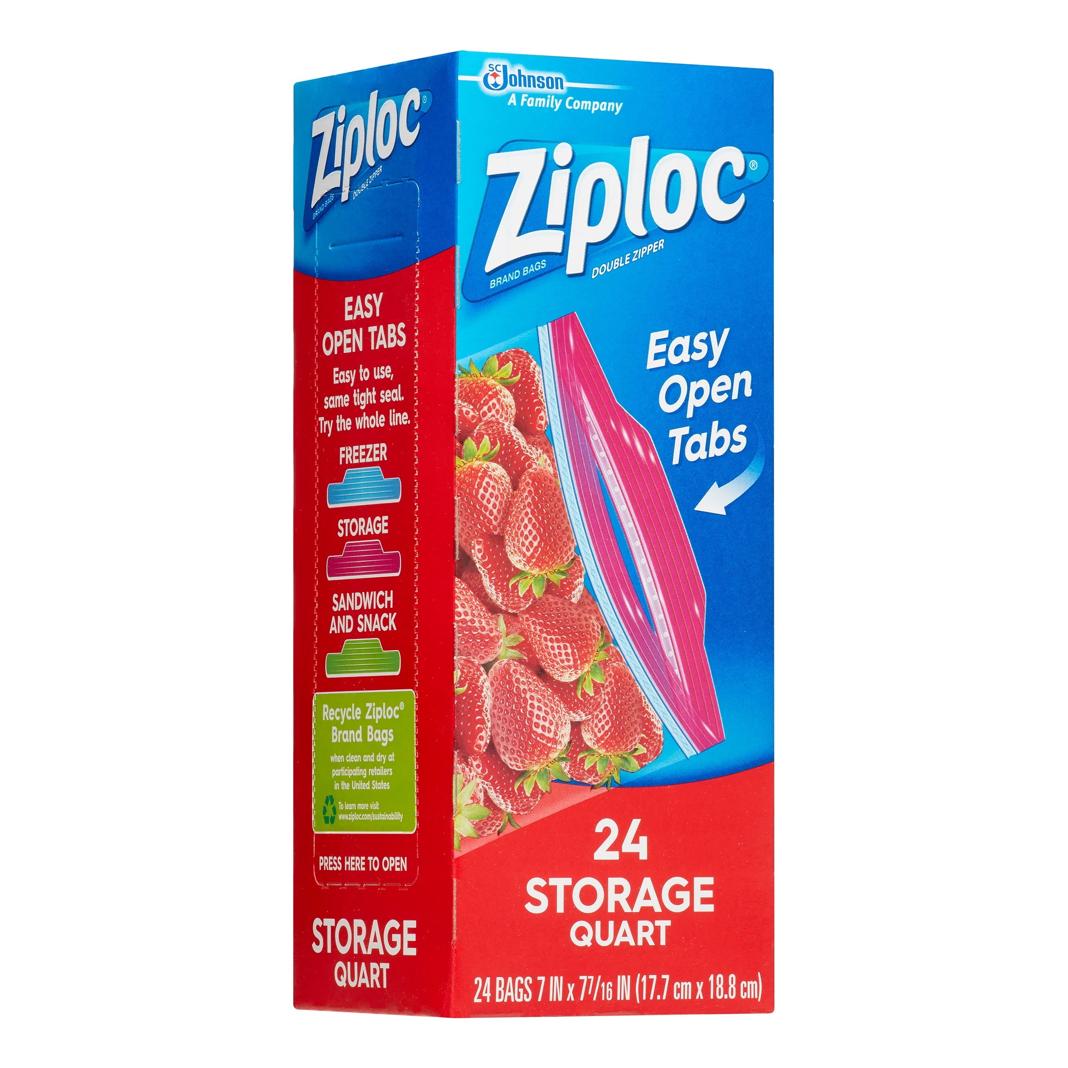 Ziploc Storage Quart Bags with Grip 'n Seal Technology - 24 Count
