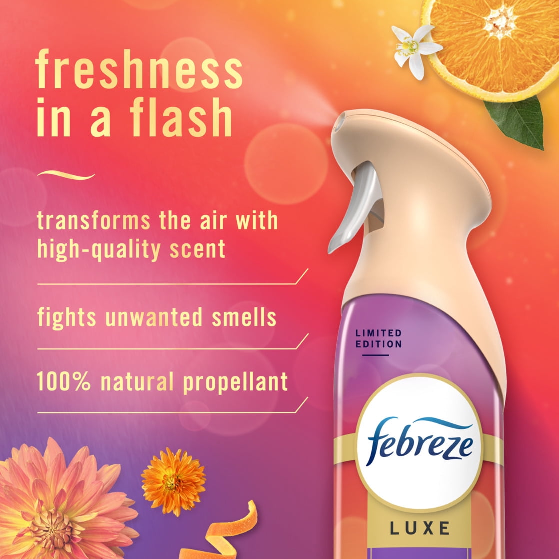 Febreze Air Freshener Spray - Odor-Fighting Room Spray, Summer Golden Hour Scent, 8.8oz, 1 Count