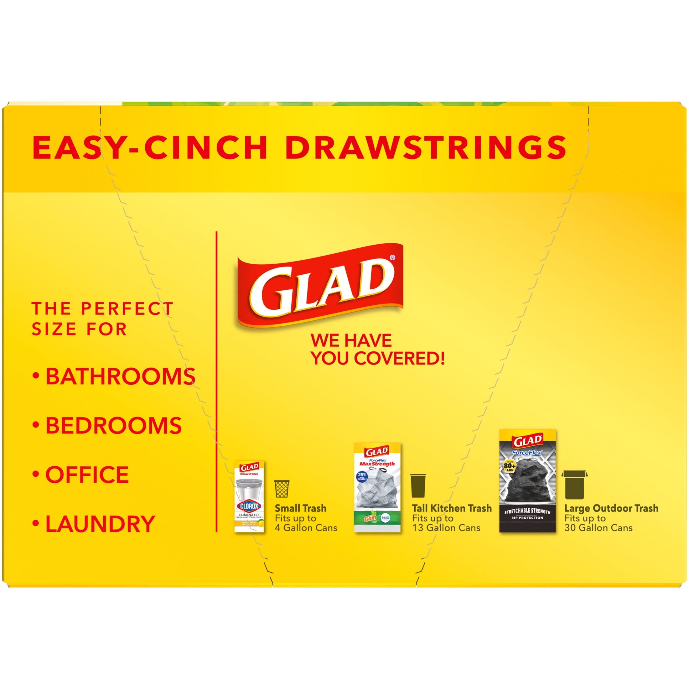 Glad Drawstring Medium Scented Trash Bags - 8 Gallon, Gain Original Scent With Febreze Freshness, 80 Bags