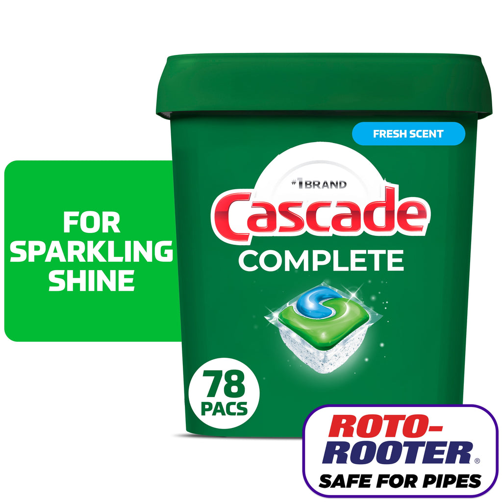 Cascade Complete Dishwasher Pods - Action Pacs Dishwasher Detergent, Dishwasher Tabs, Fresh, 78 Count - 2-Pack