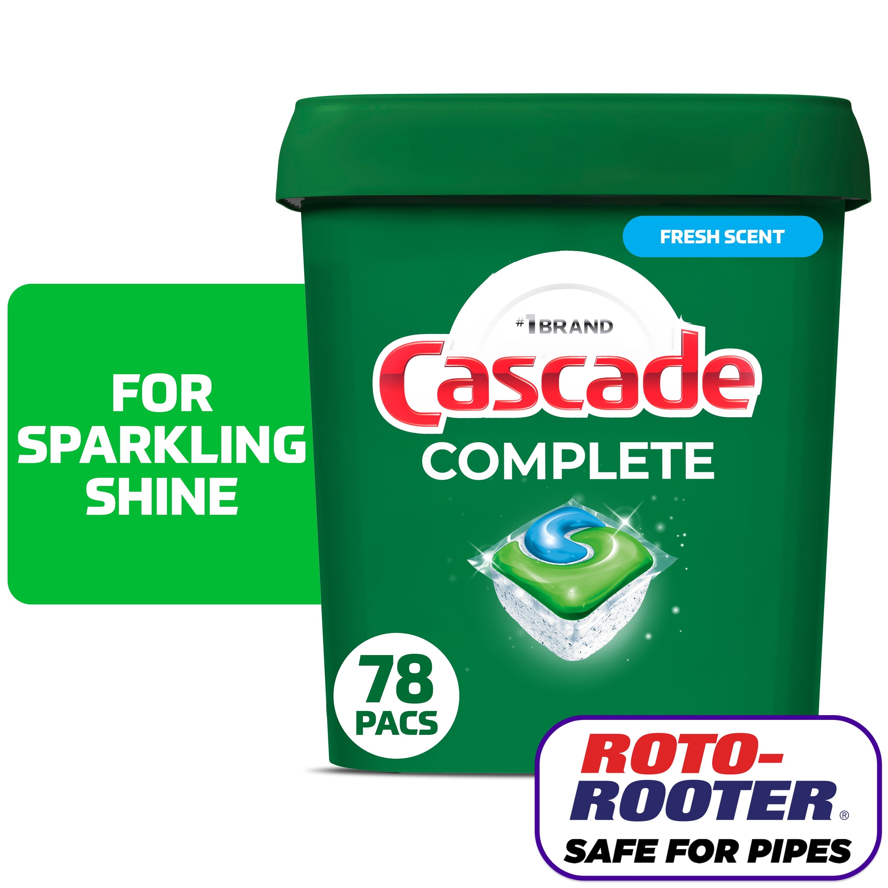 Cascade Complete Dishwasher Pods - Action Pacs Dishwasher Detergent, Dishwasher Tabs, Fresh, 78 Count - 2-Pack