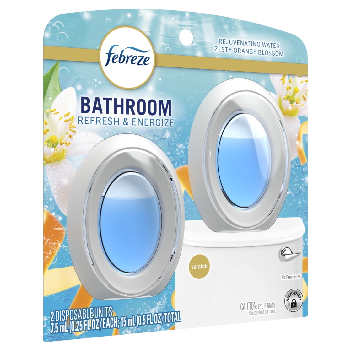 Febreze BATH Air Freshener - Odor-Fighting, Refresh & Energize Scent, 2 Count
