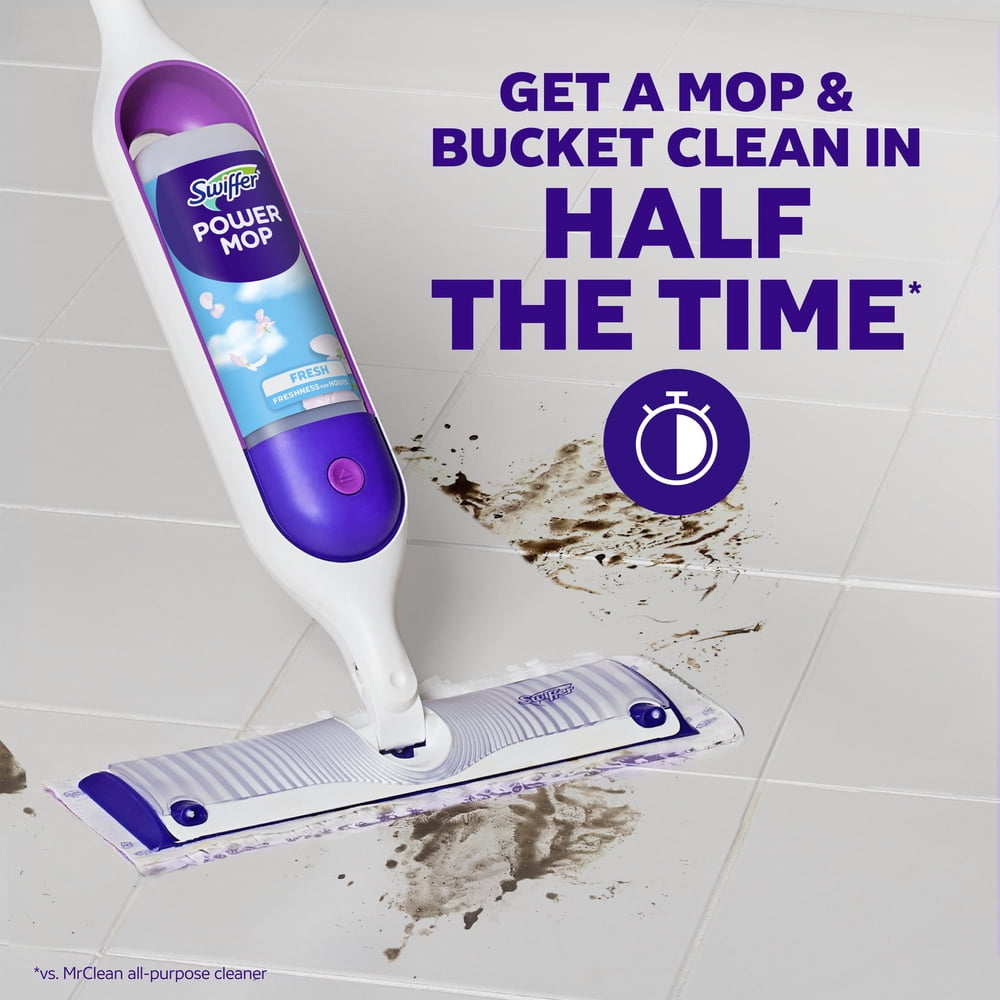 Swiffer Power Mop Floor Cleaner Bundle Includes 1 Spray Mop Device - 2 Lavender Scent Mopping Solutions 25.3 Fl Oz, 1 Fresh Scent Mopping Solution 25.3 Fl Oz & 7 Mop Pad Refills