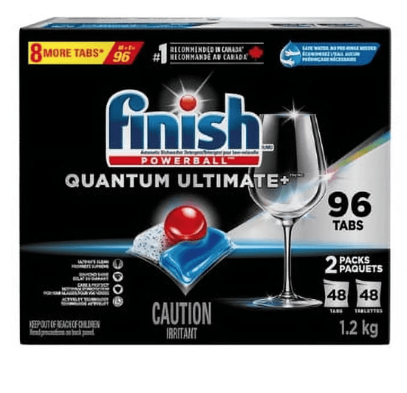 Finish Quantum Ultimate Plus Dishwasher Detergent - Pack of 96 Tablets – Powerful Cleaning for Dishes