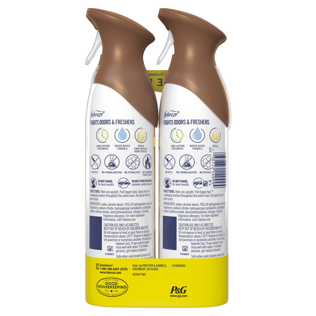 Febreze Air Mist - Odor-Fighting Air Freshener, Sea Salt Caramel & Maple, 8.8oz Aerosol, Pack of 2 - 3-Pack