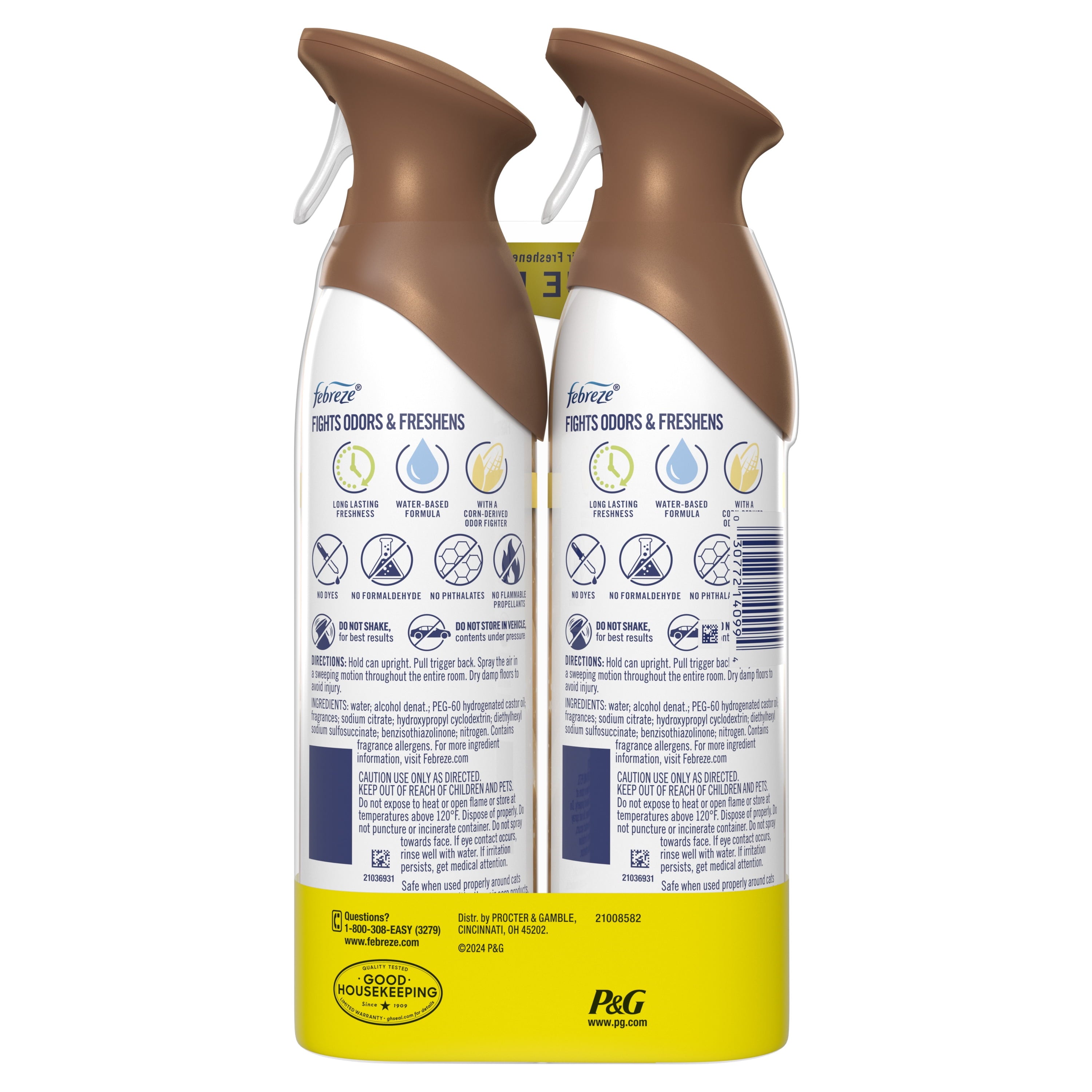 Febreze Air Mist - Odor-Fighting Air Freshener, Sea Salt Caramel & Maple, 8.8oz Aerosol, Pack of 2 - 3-Pack