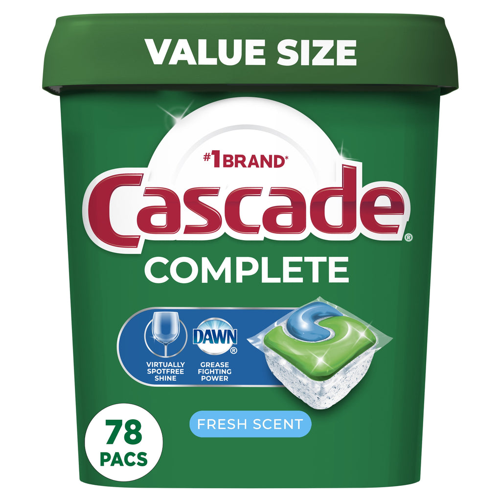 Cascade Complete Dishwasher Pods - Action Pacs Dishwasher Detergent, Dishwasher Tabs, Fresh, 78 Count - 2-Pack