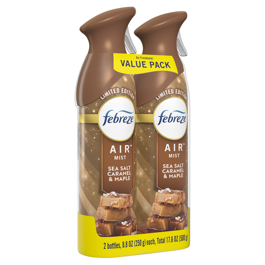 Febreze Air Mist - Odor-Fighting Air Freshener, Sea Salt Caramel & Maple, 8.8oz Aerosol, Pack of 2