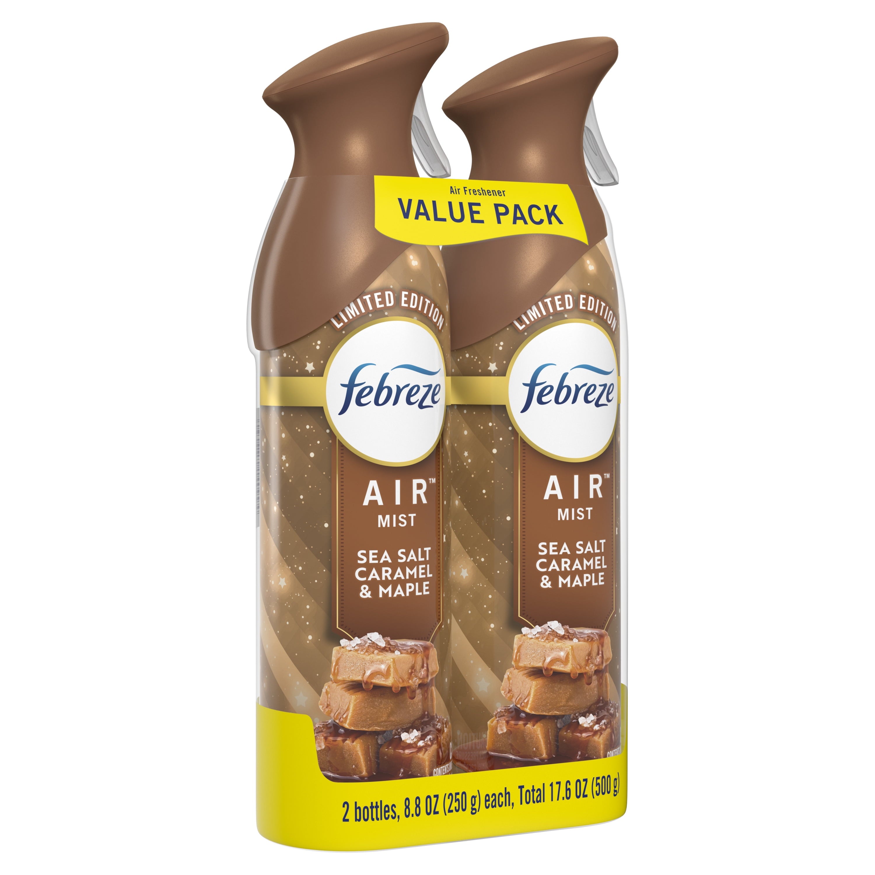 Febreze Air Mist - Odor-Fighting Air Freshener, Sea Salt Caramel & Maple, 8.8oz Aerosol, Pack of 2
