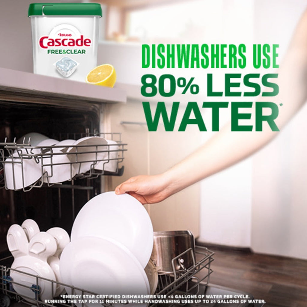 Cascade Free & Clear Dishwasher Pods - Dishwasher Detergent, Dish Detergent Soap, Lemon, 47 count
