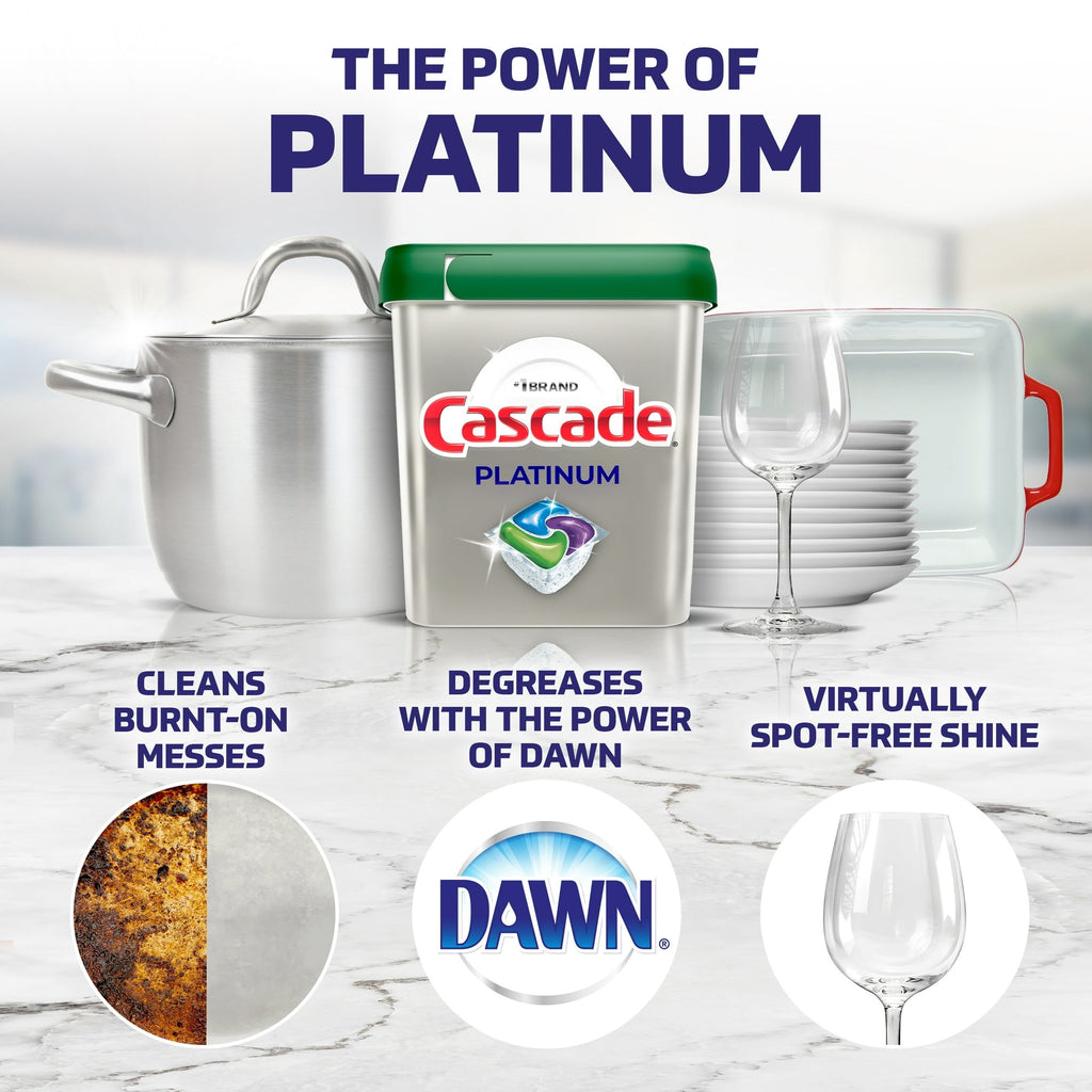 Cascade Platinum + Oxi Dishwasher Detergent Pods - Fresh Scent, 34.5 Ounce, 62 Count (2 Pack)