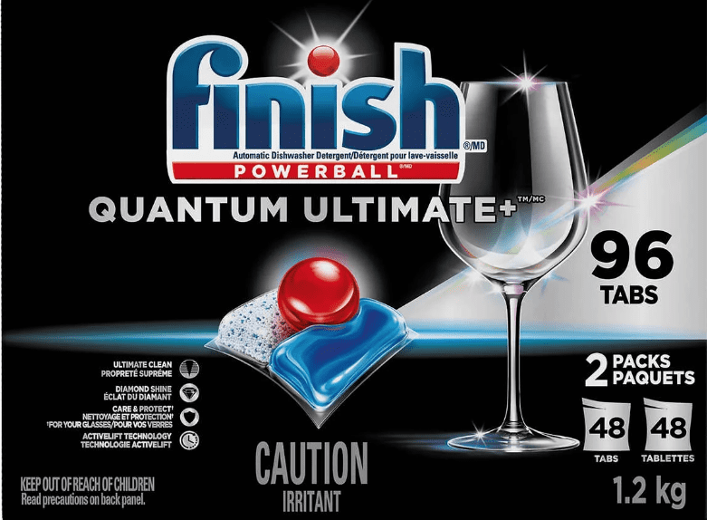 Finish Quantum Ultimate Plus Dishwasher Detergent - Pack of 96 Tablets – Powerful Cleaning for Dishes