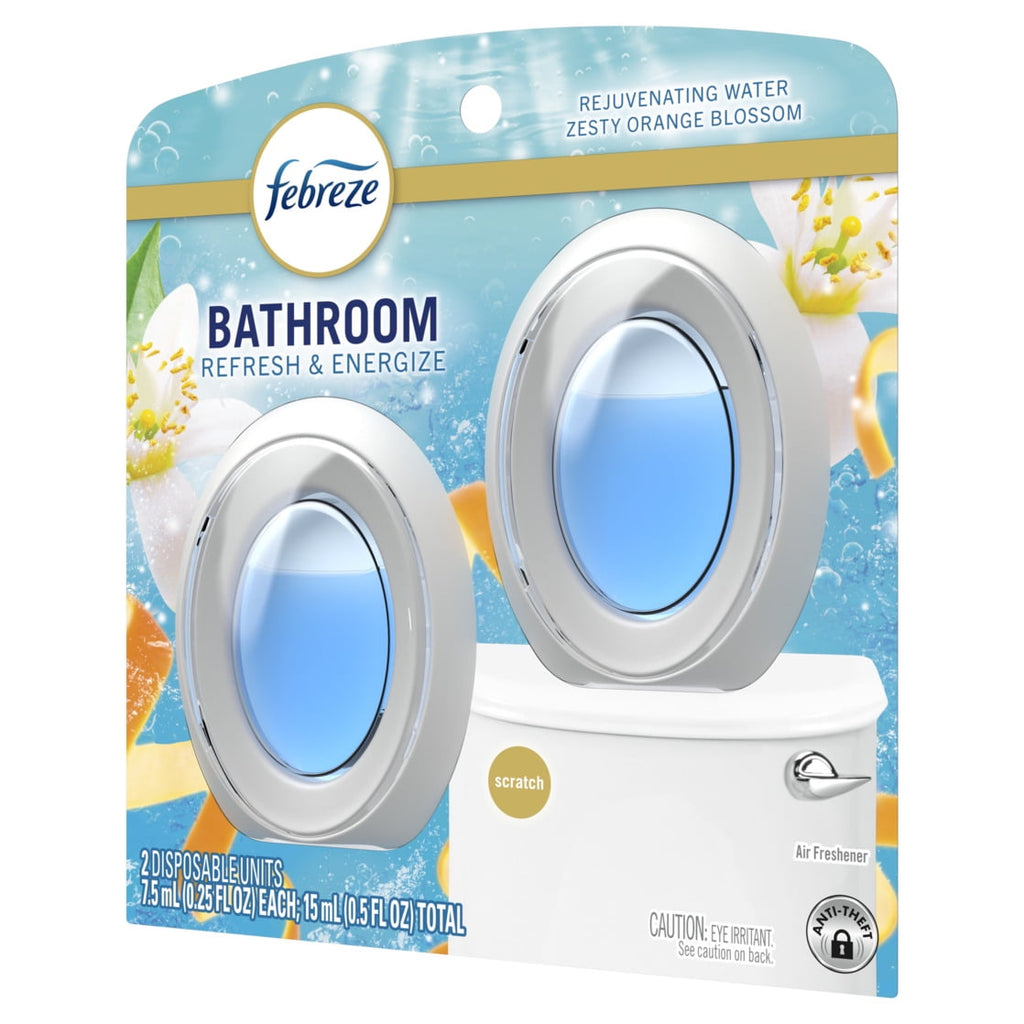 Febreze BATH Air Freshener - Odor-Fighting, Refresh & Energize Scent, 2 Count