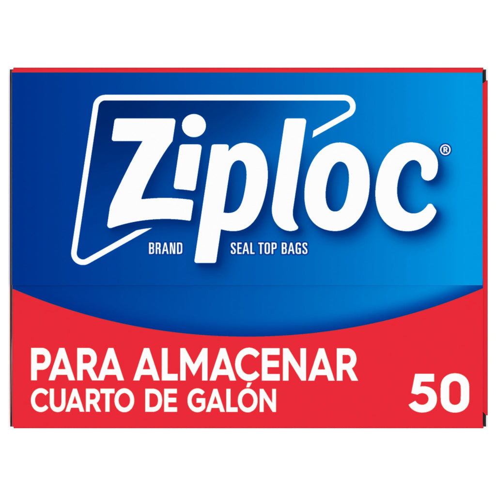 Ziploc Brand Food Storage Bags - School Supplies, with Grip 'n Seal Technology, Zipper, Quart, 50 Count