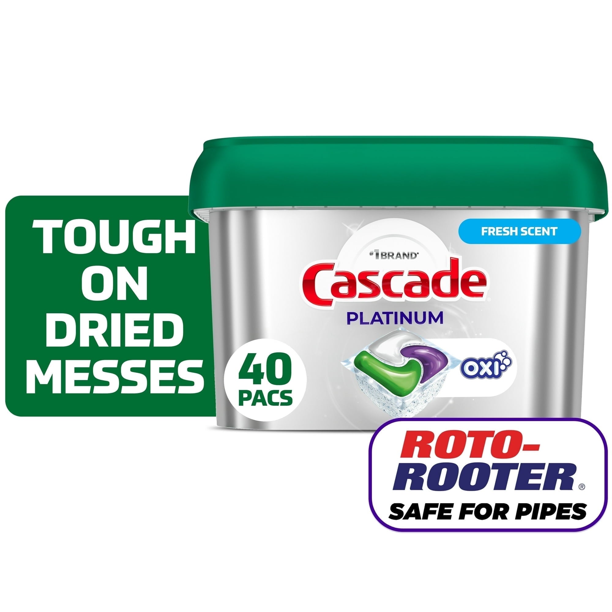 Cascade Platinum Dishwasher Pods - Dishwasher Detergent, Dish Detergent Soap, Fresh, 40 Count