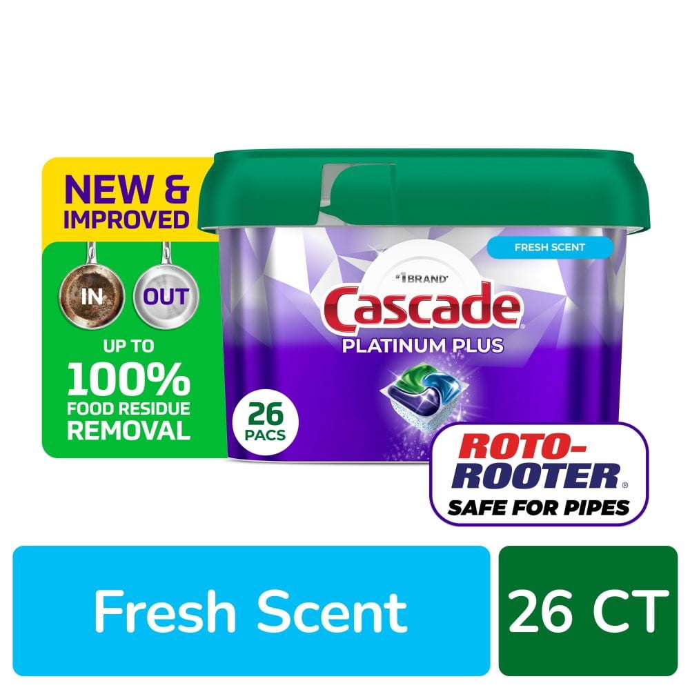 Cascade Platinum Plus Dishwasher Pods Dishwasher Detergent Dish Detergent Soap Fresh 26 Count - Pack of 2