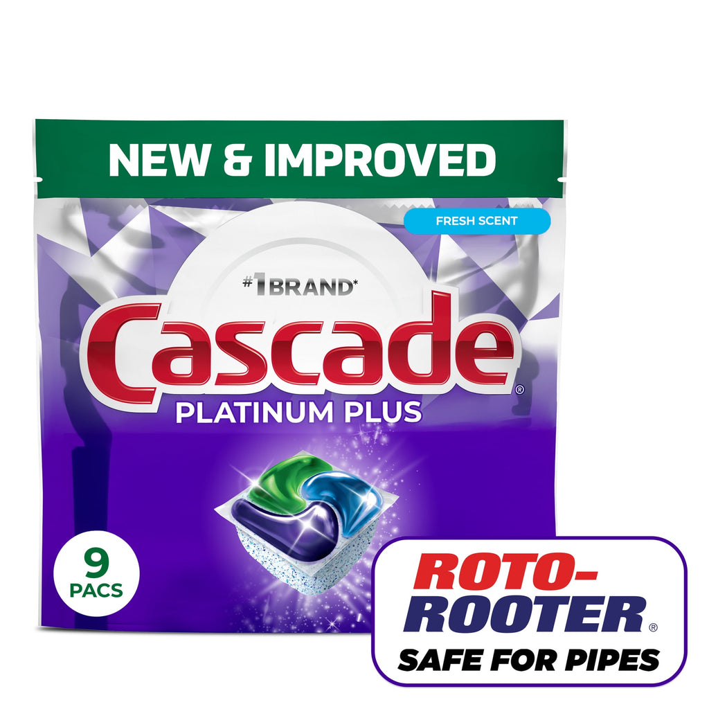 Cascade Platinum Plus Dishwasher Pods - Dishwasher Detergent, Dish Detergent Soap, Lemon, 9 Count