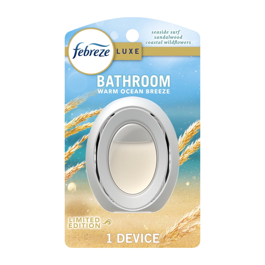 Febreze Bathroom Air Freshener - Small Spaces Odor-Fighting, Warm Ocean Breeze Scent, 1 Count